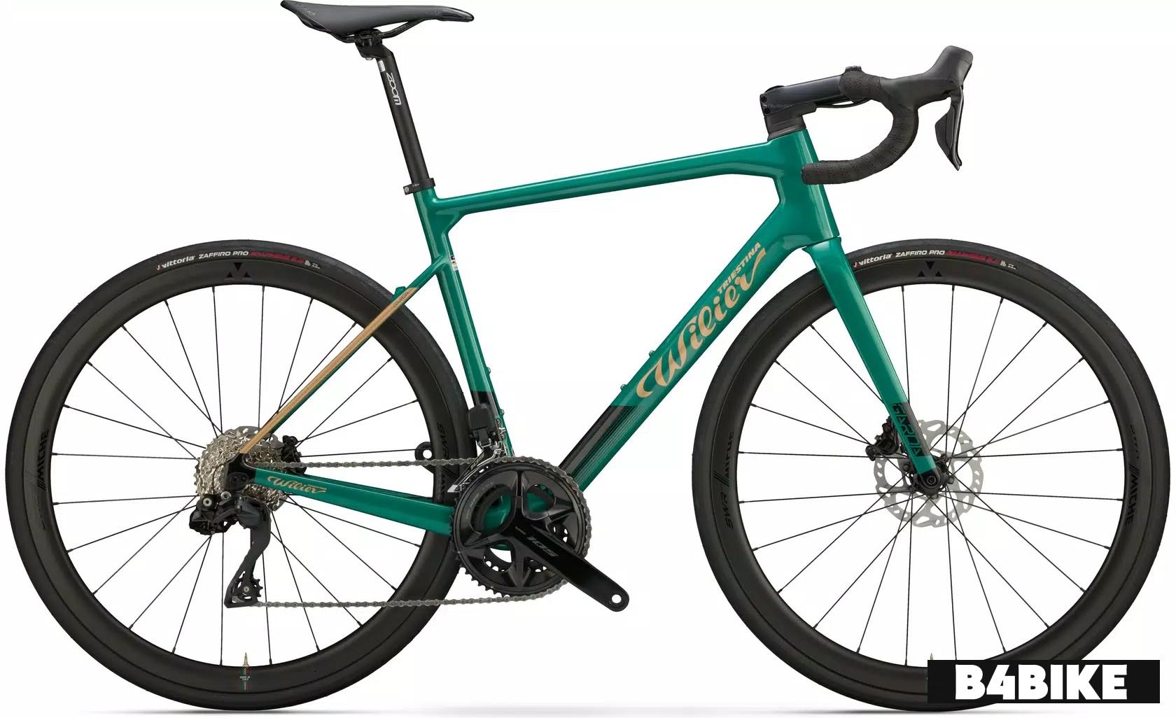 Wilier Triestina Garda Shimano 105 Di2 2x12 R7170 Green, Gold - Glossy